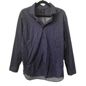 1670 Slim Fit Dress Stretch Navy Blue Shirt Size 17 32/33